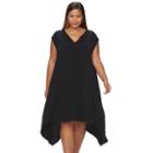 Plus Size Apt. 9&reg; Challis Shark-bite Hem Dress, Women's, Size: 1xl, Black