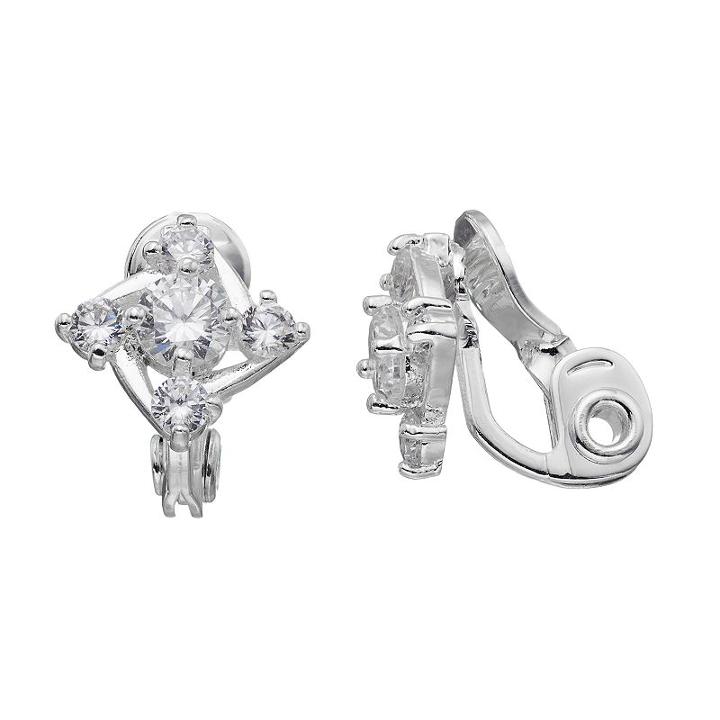 Napier Cubic Zirconia Clip On Earrings, Women's, Silver