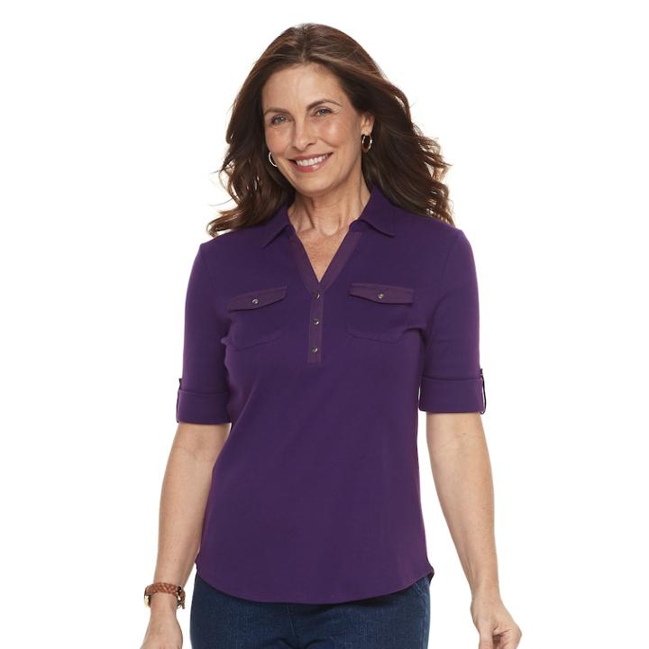 Women's Croft & Barrow&reg; Utility Polo, Size: Xxl, Drk Purple