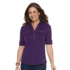 Women's Croft & Barrow&reg; Utility Polo, Size: Xxl, Drk Purple