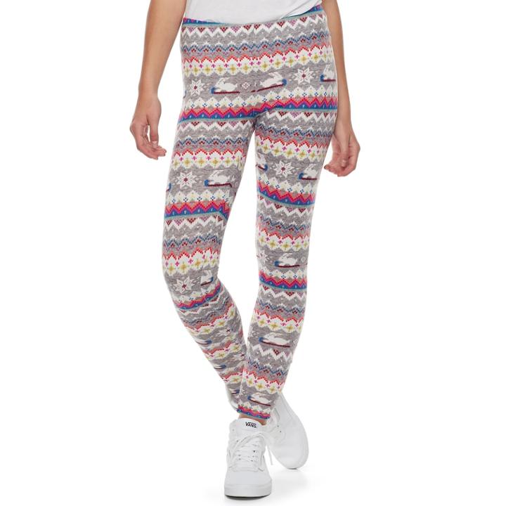 Juniors' So&reg; Holiday Leggings, Teens, Size: Large, Dark Grey