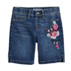 Girls 4-12 Sonoma Goods For Life&trade; Embroidered Flower Denim Shorts, Size: 7, Blue