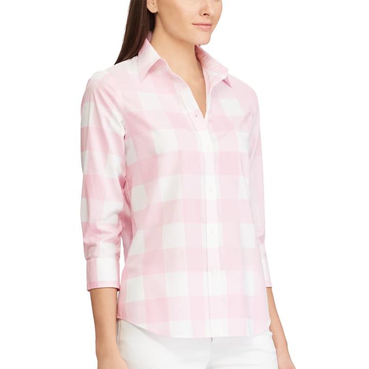 Women's Chaps No-iron Shirt, Size: Medium, Pink