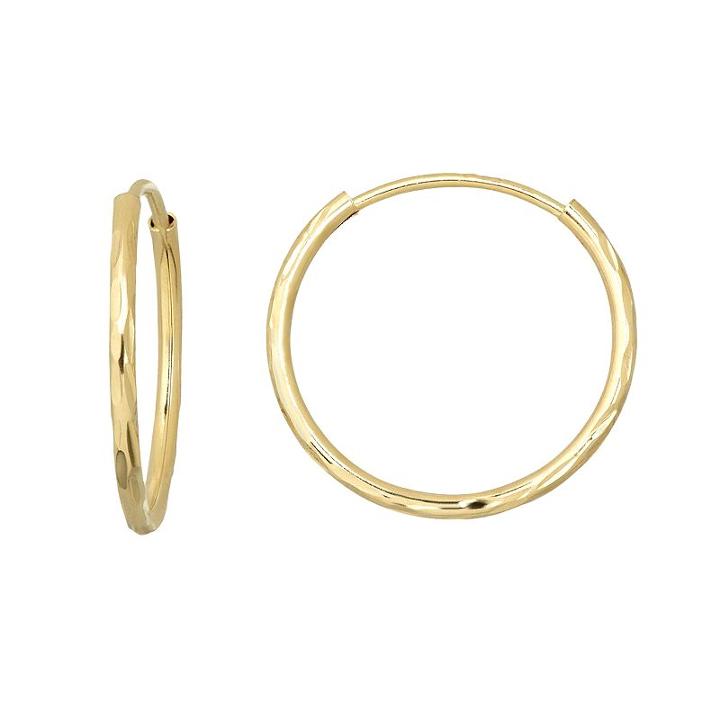 Everlasting Gold 10k Gold Textured Endless Hoop Earrings, Women's, Yellow
