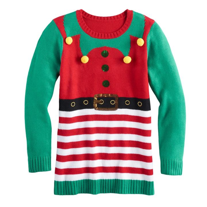 Girls 7-16 & Plus Size It's Our Time Embellished Ugly Christmas Tunic Sweater, Size: Small, Brt Red