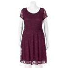 Juniors' Plus Size Wrapper Lace A-line Dress, Teens, Size: 2xl, Dark Red