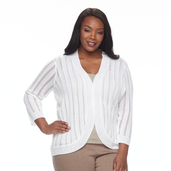Plus Size Dana Buchman Open Stitch Shrug, Women's, Size: 1xl, White