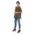 Madden Nyc Solid Jersey Lace-up Poncho, Women's, Green Oth