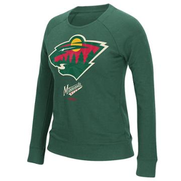 Women's Reebok Minnesota Wild French Terry Sweatshirt, Size: Xl, Green