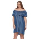 Plus Size Apt. 9&reg; Ruffled Chambray Off-the-shoulder Dress, Women's, Size: 4xl, Dark Blue