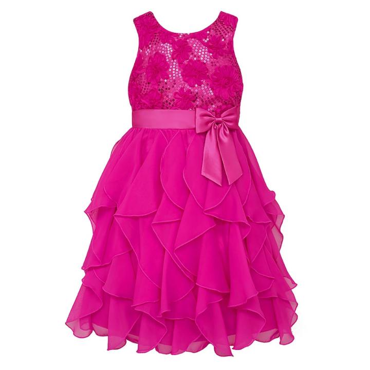 Girls 7-16 & Plus Size American Princess Floral Sequin Soutache Ruffle Dress, Size: 14, Lt Purple
