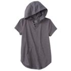 Girls 7-16 & Plus Size So&reg; Short Sleeve Sparkle Hooded Pullover, Girl's, Size: 12, Med Grey