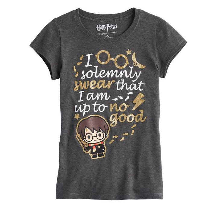 Girls 7-16 Harry Potter Up To No Good Glitter Graphic Tee, Size: Large, Grey Other