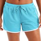 Women's Champion Contrast Trim Mesh Shorts, Size: Large, Turquoise/blue (turq/aqua)