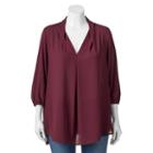 Juniors' Plus Size About A Girl Pleated V-neck Top, Size: 2xl, Purple Oth