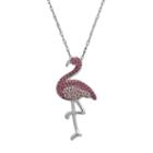Artistique Sterling Silver Crystal Flamingo Pendant - Made With Swarovski Crystals, Women's, Pink