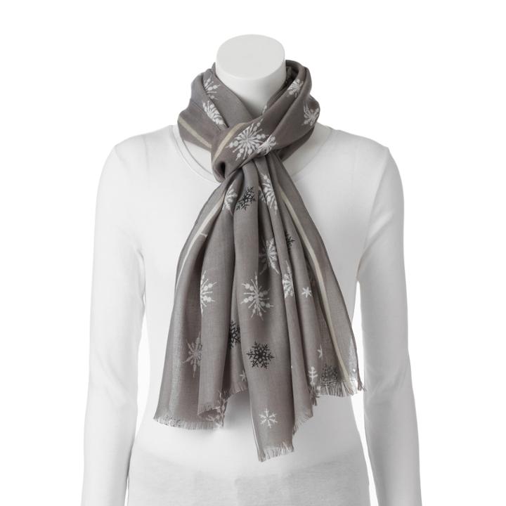 Apt. 9&reg; Snowflake Pashmina Scarf, Women's, Grey