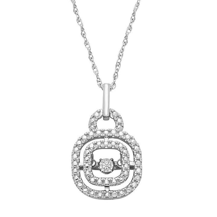 Dancing Love Sterling Silver Diamond Accent Halo Pendant Necklace, Women's, Size: 18, White