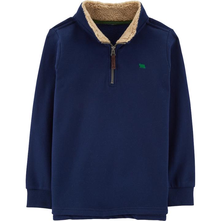 Boys 4-12 Carter's Sherpa 1/4 Zip Pullover Sweater, Size: 7, Blue