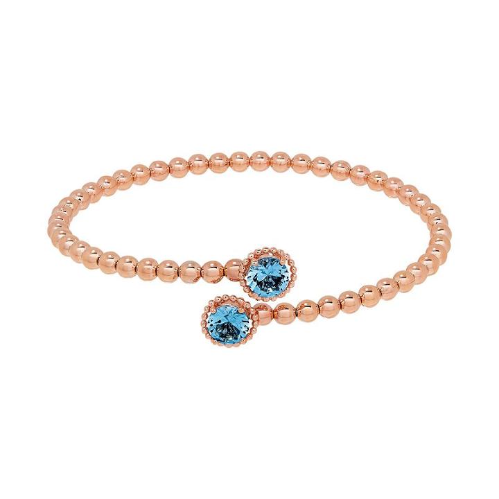 David Tutera 14k Rose Gold Over Silver Simulated Blue Topaz Bypass Bangle Bracelet, Women's