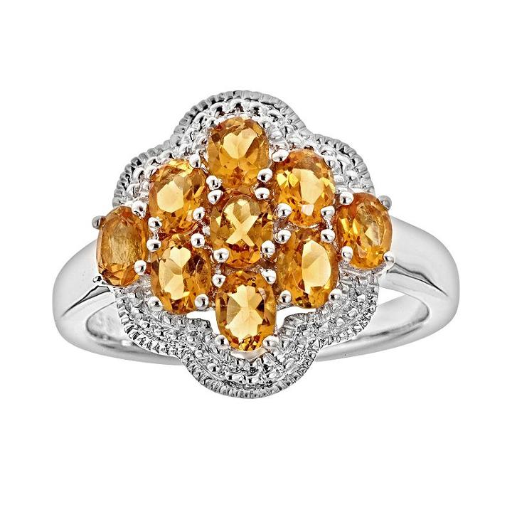 Sterling Silver Citrine Cluster Ring, Women's, Size: 6, Orange