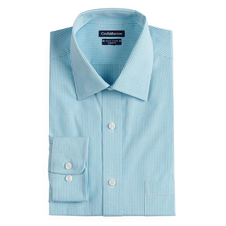 Men's Croft & Barrow&reg; Regular-fit Easy-care Spread-collar Dress Shirt, Size: 17.5-32/33, Turquoise/blue (turq/aqua)