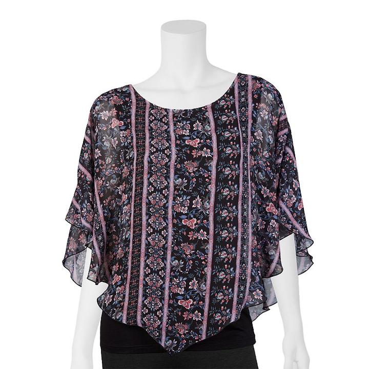 Ab Studio, Women's Print Popover Top, Size: Xlrg Av/rg, Ovrfl Oth