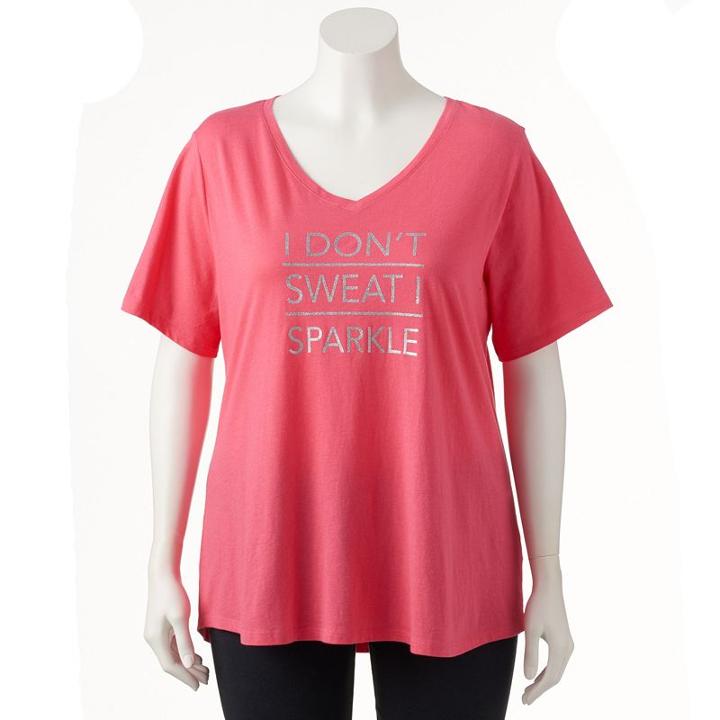 Plus Size Tek Gear&reg; Easy Graphic V-neck Workout Tee, Women's, Size: 2xl, Brt Pink