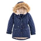 Girls 4-16 So&reg; Quilted Faux-fur Lined Parka Jacket, Size: 6-6x, Blue (navy)