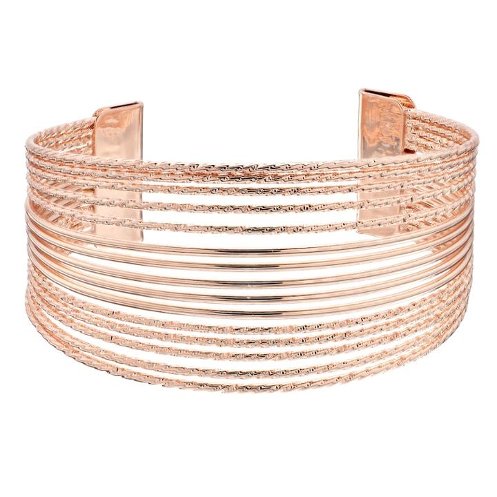 Textured Wire Cuff Bracelet, Women's, Pink