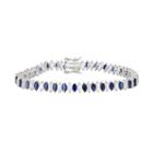 Sterling Silver Lab-created White & Blue Sapphire Marquise Tennis Bracelet, Women's, Size: 7.25