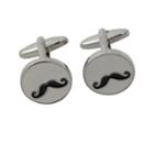 Rhodium-plated Mustache Cuff Links, Men's, White