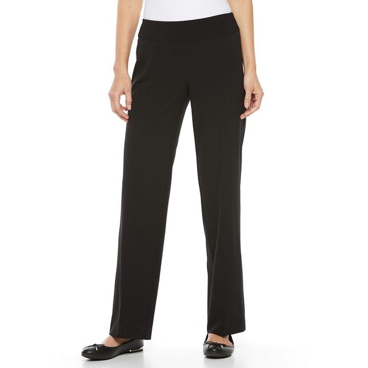 Women's Croft & Barrow&reg; Polished Pull-on Straight-leg Pants, Size: 16, Black