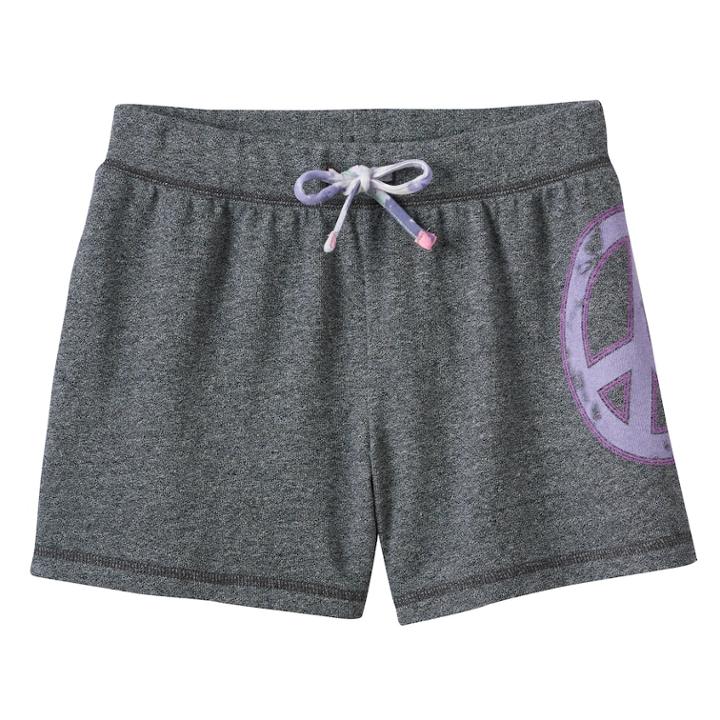 Girls Plus Size So&reg; Tie-dye Drawstring Shortie Shorts, Size: 18 1/2, Dark Grey
