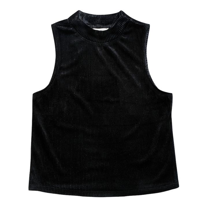 Girls 7-16 Maddie Mock Neck Cropped Tank Top, Size: Small, Black