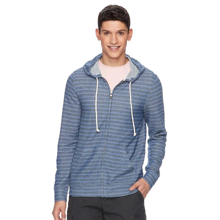 Men's Urban Pipeline Striped Full-zip Hoodie, Size: Medium, Brt Blue