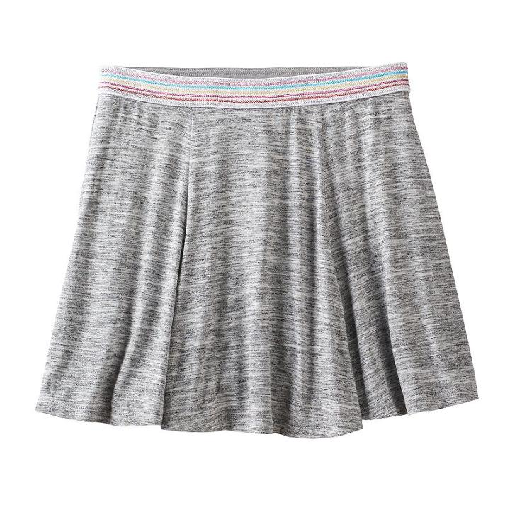 Girls 7-16 & Plus Size So&reg; Shiny Patterned Skater Skort, Girl's, Size: L/12, Grey Other