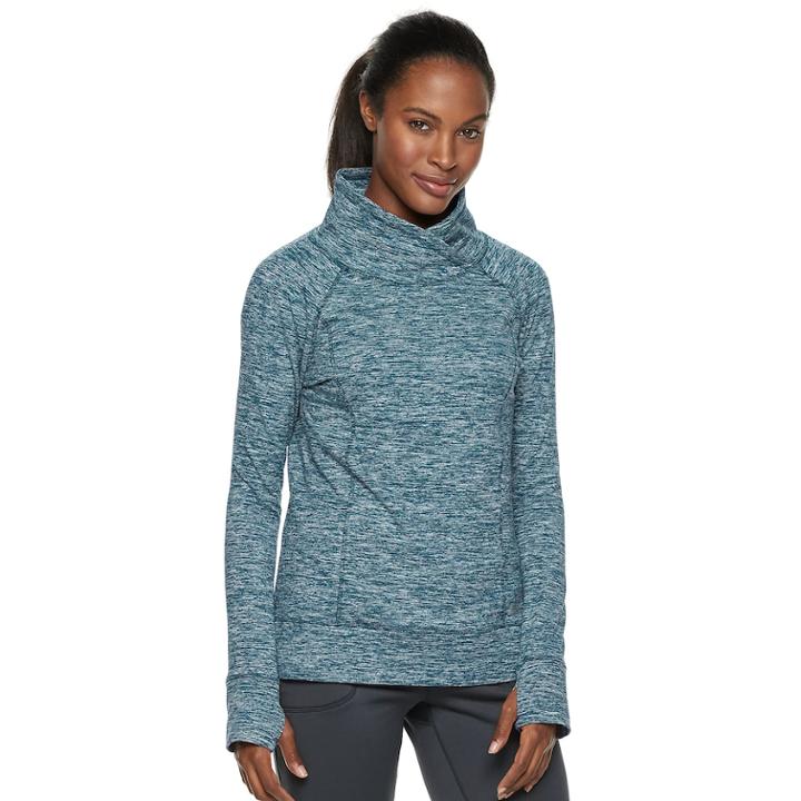 Women's Zeroxposur Luxe Space-dye Funnel Neck Top, Size: Xl, Green