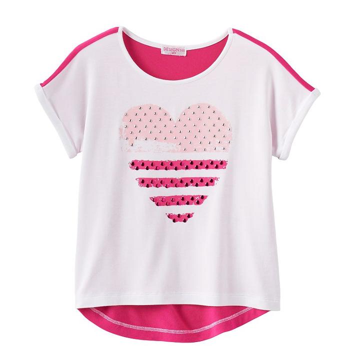 Design 365 Rhinestone Heart High-low Top - Girls 4-6x, Girl's, Size: 6x, White