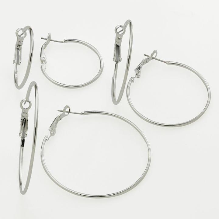 So Silver-tone Hoop Earring Set, Women's, Grey