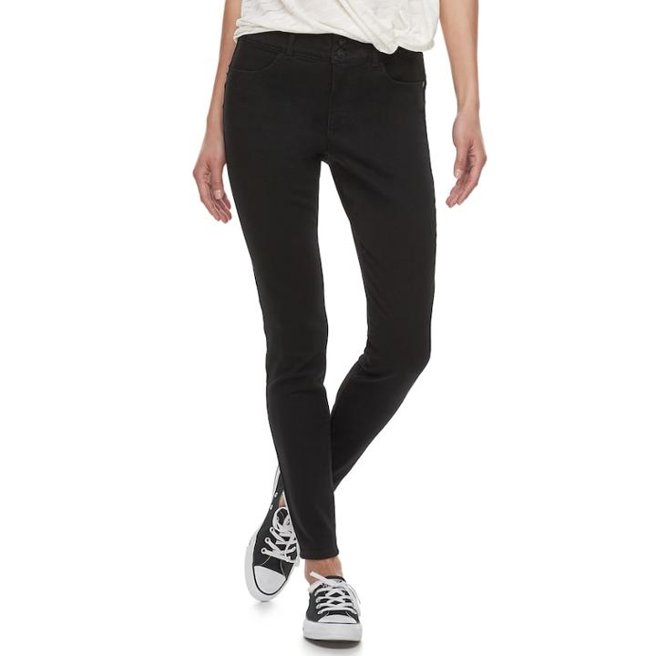 Juniors' Candie's&reg; Mid-rise Push Up Skinny Jeans, Teens, Size: 3, Black