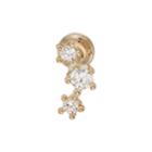 14k Gold Cubic Zirconia Cartilage 3-stone Stud Earring, Women's, White