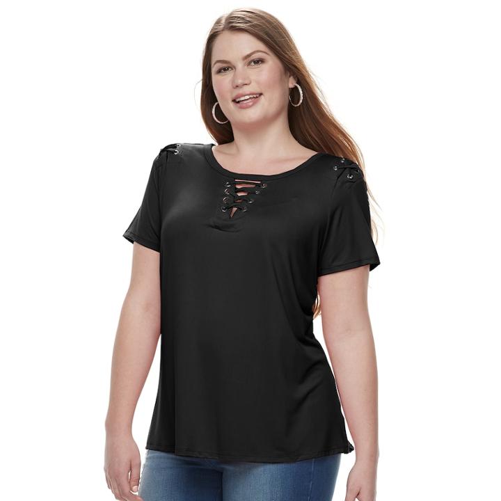 Plus Size French Laundry Grommet Lace-up Top, Women's, Size: 1xl, Oxford