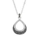 Silver Luxuries Silver-plated Marcasite & Cubic Zirconia Teardrop Pendant, Women's, White