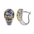 Lavish By Tjm 14k Gold Over Silver And Sterling Silver Lapis And Crystal Doublet Halo Stud Earrings, Women's, Yellow