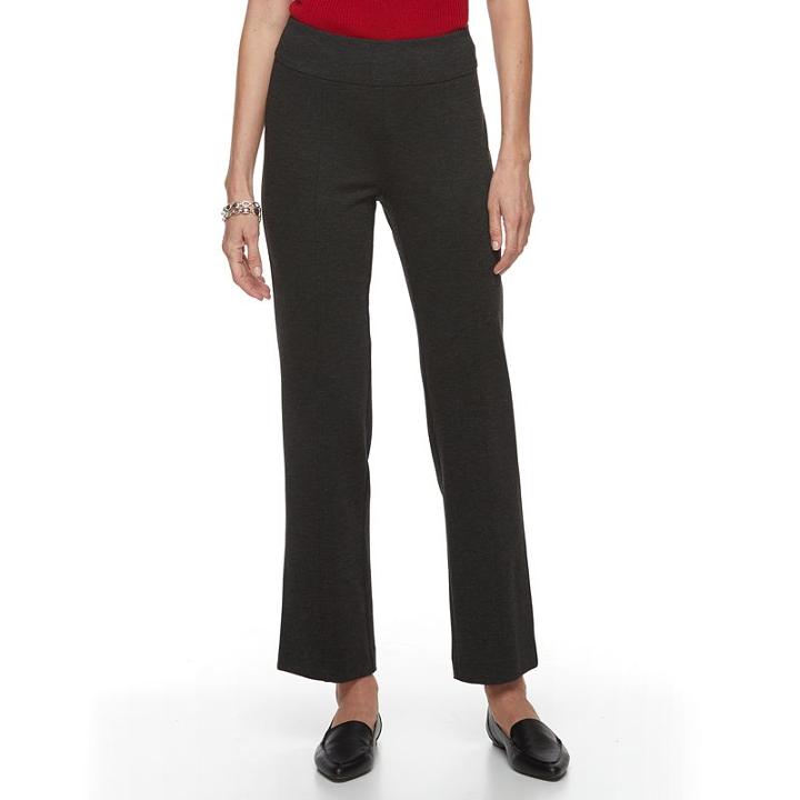 Women's Dana Buchman Wide Waist Ponte Pants, Size: Medium, Grey (charcoal)