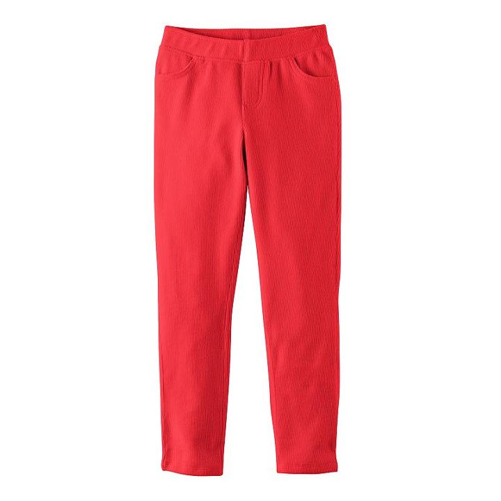 Girls 4-10 Jumping Beans&reg; Ribbed Velour Jeggings, Size: 6x, Med Red