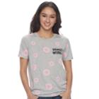 Juniors' Mighty Fine Donut Worry Graphic Tee, Teens, Size: Small, Grey