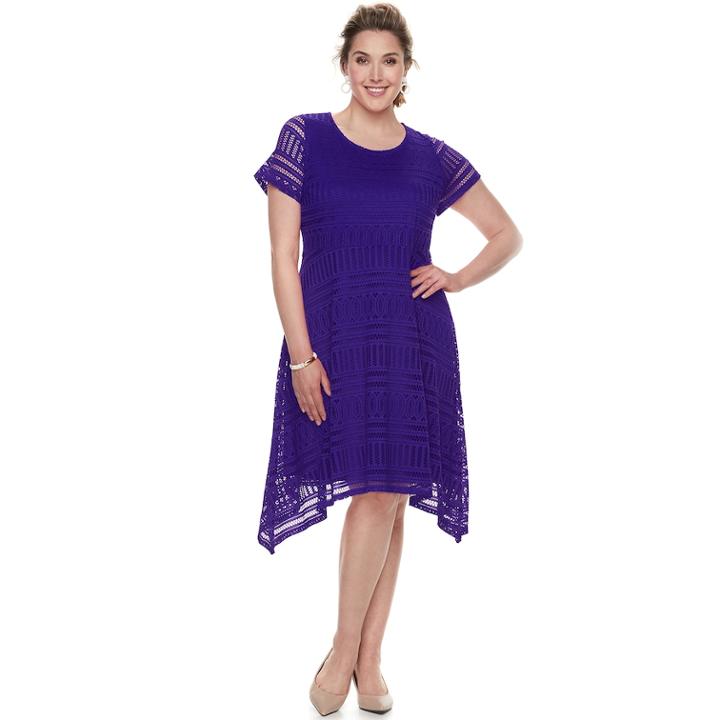 Plus Size Dana Buchman Sharkbite Lace Dress, Women's, Size: 0x, Purple