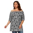 White Mark, Plus Size Off-the-shoulder Printed Top, Women's, Size: 1xl, Ovrfl Oth